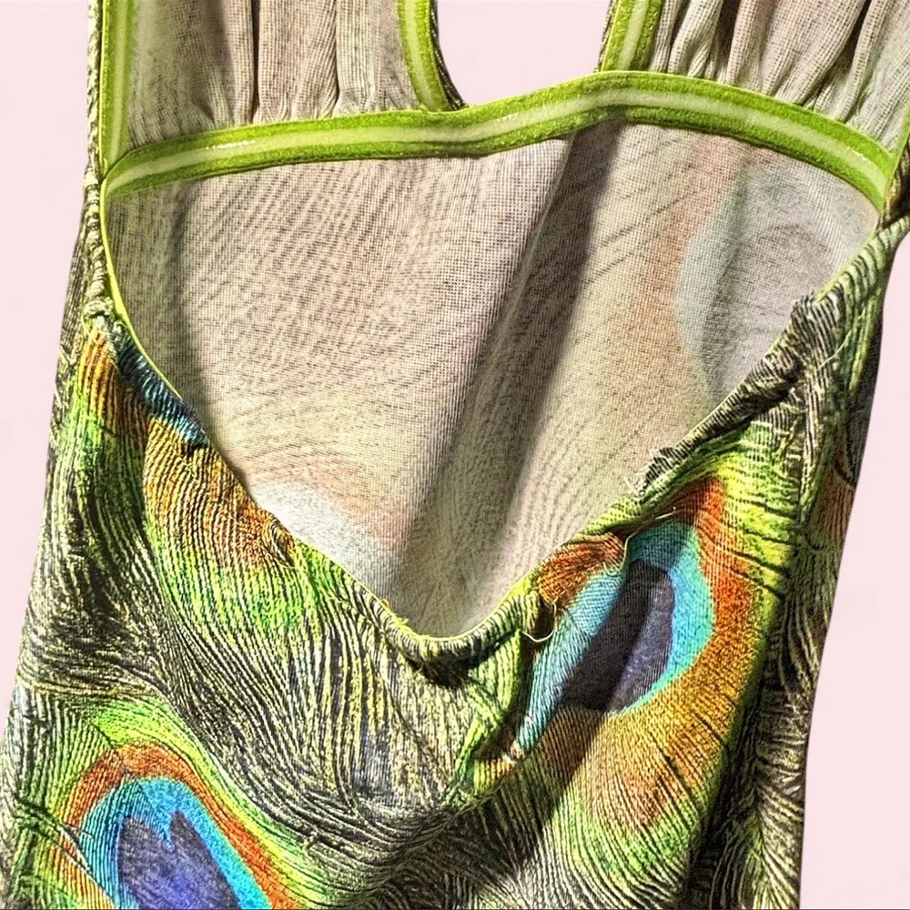 Victor Glemaud Stretchy Peacock Halter Dress - Picture 3 of 3